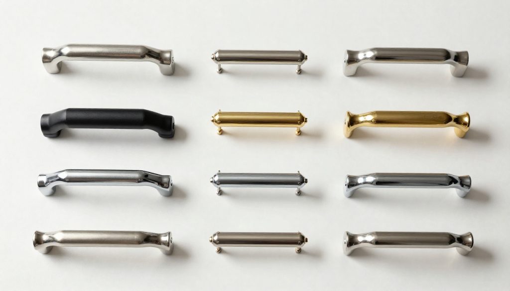 d handle finish options comparison showing different materials
