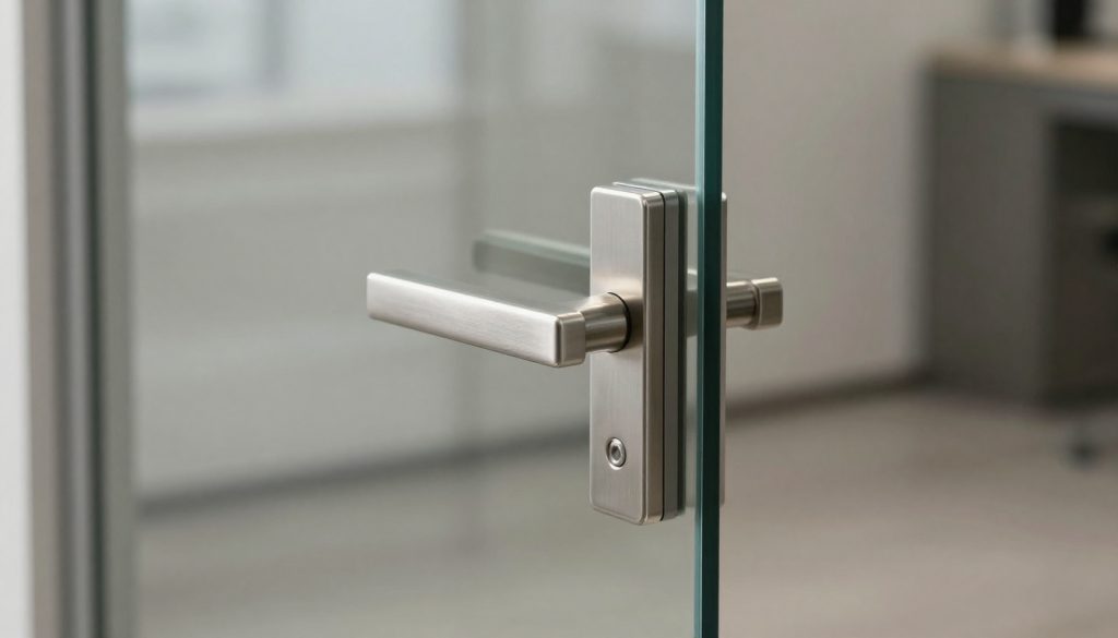 d handle installation on glass door showing contemporary design