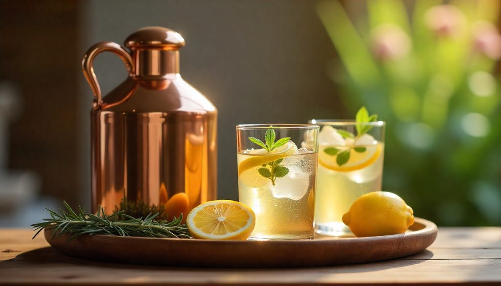 Traditional copper water storage setup