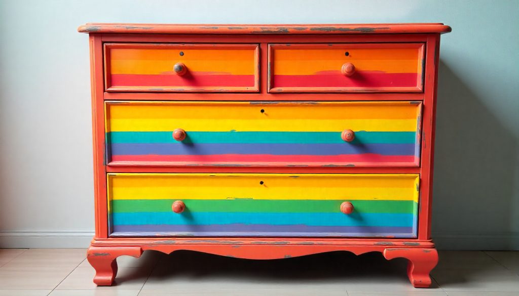 funky painted furniture ideas rainbow dresser with multicolor drawers