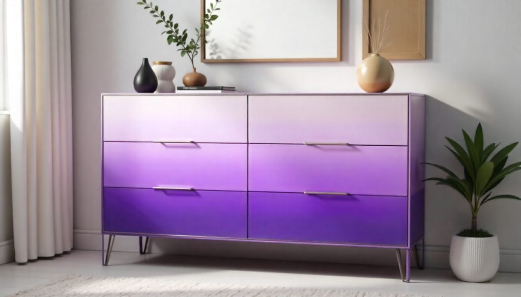 elegant funky painted furniture ideas with purple ombre gradient effect