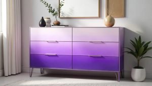 elegant funky painted furniture ideas with purple ombre gradient effect