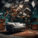 A room transformation before and after — left cluttered, poorly lit, random