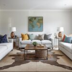 A bright, welcoming living room after a MIPIMPROV makeover — fresh paint, rearranged furniture, new cushions and a statement rug. Achievable, aspirational, real