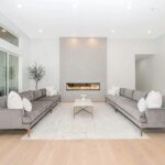 Modern minimalist living room with natural lighting