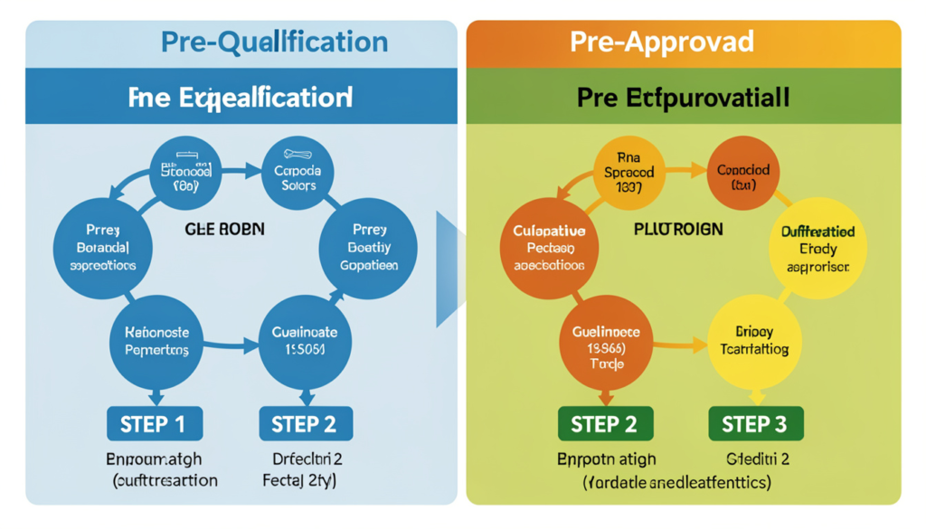 Chart comparing pre-qualification vs. pre-approval steps and requirements