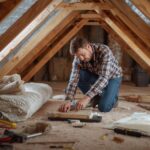 Homeowner performing home insulation tips for better energy savings task