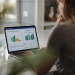 Homeowner reviewing side-by-side financial comparison charts for solar panel investment versus efficiency upgrade options on a laptop