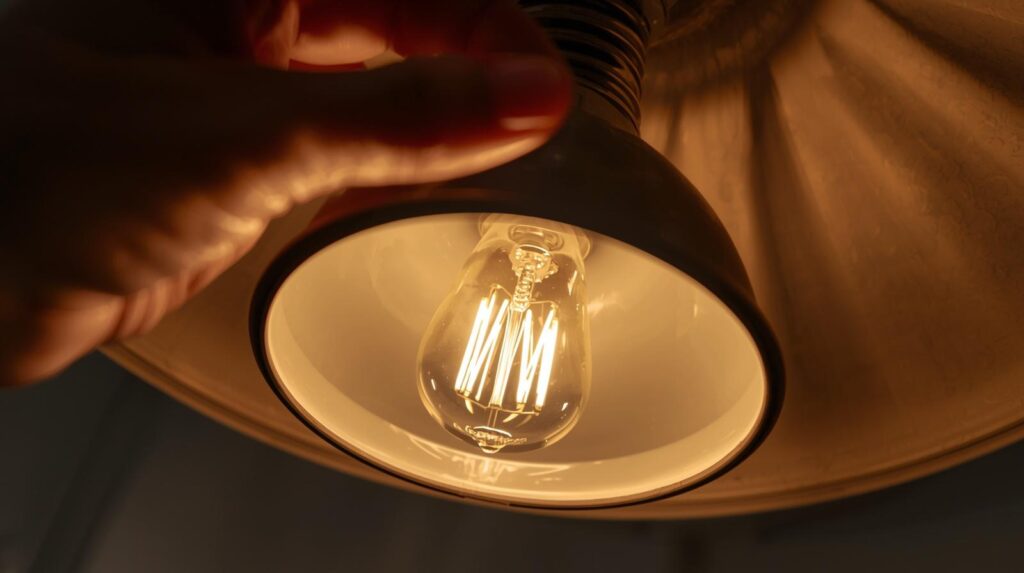 LED bulbs replacing incandescent lights in a lamp