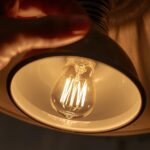 LED bulbs replacing incandescent lights in a lamp