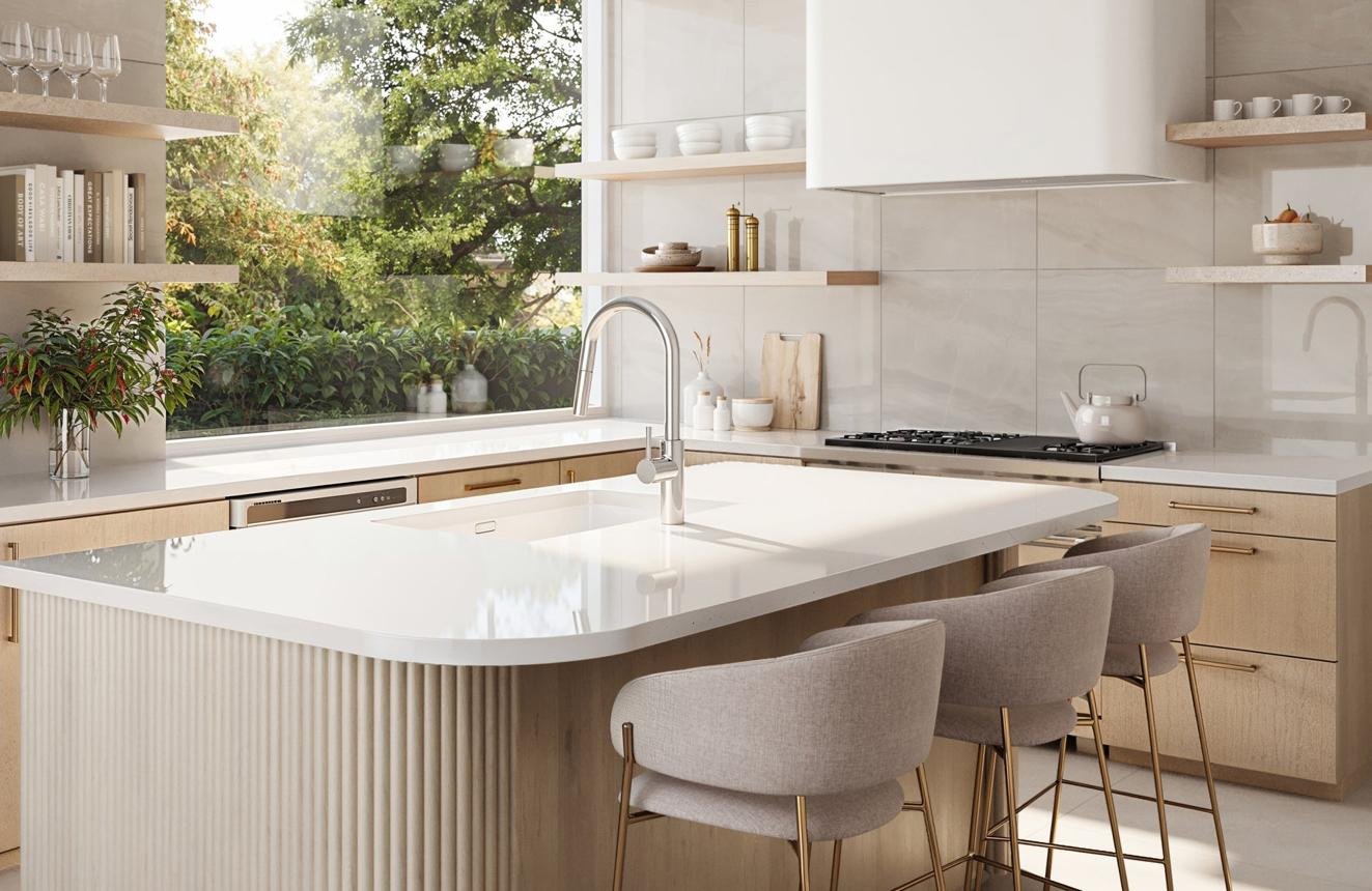 Warm Neutrals Instead of All-White Kitchens