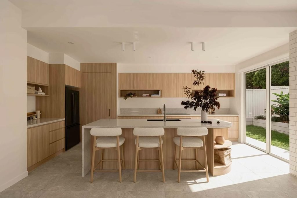 Warm Wood Cabinets and Natural Materials